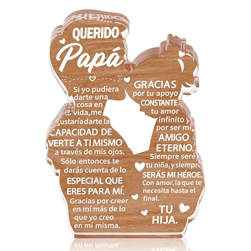 Yopyame Papá Gift for Dad from Daughter - Heartwarming Father Daughter Embracing Acrylic Plaque Sign - Best Dad Ever Keepsake - Papá Version