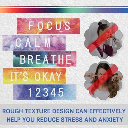 80 Pcs Anxiety Sensory Stickers with Inspirational Quotes Calm Textured Strips Relief Mental Health Stickers School Office Adhesive Sensory Tape Anti Stress Toys for Adults Teens (Watercolor)