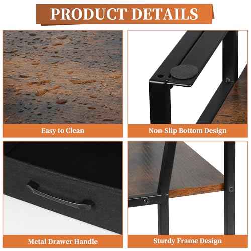 Alyoen Printer Stand for Desk with Storage Drawer, 3 Tier Desktop or Under Desk Printer Shelf, Large Printer Table Organizer for Home Office, Fit Fax Machine, Scanner