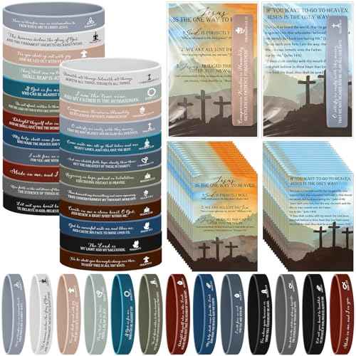 HyDren 300 Sets Christmas Bible Verse Bracelets and Christian Scripture Bookmarks Bulk Christmas Christian Gifts Religious Rubber Wristbands Bible Verse Gifts for Church