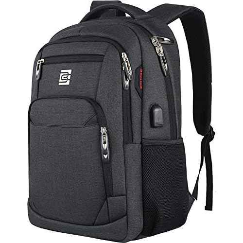 Laptop Backpack,Business Travel Anti Theft Slim Durable Laptops Backpack with USB Charging Port,Water Resistant College Computer Bag for Women & Men Fits 15.6 Inch Laptop and Notebook - Black