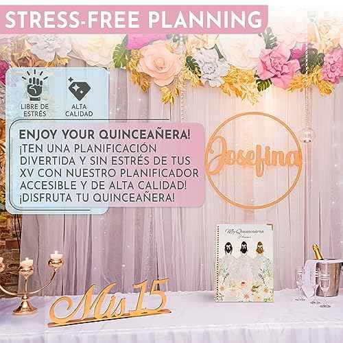 Happy 15th Birthday My Quinceanera Planner Bilingual English Spanish with to-do lists, Budget Tracker, Guest Lists, Mis Quince Party Ideas for XV A?os celebration by iPlanner Pro XV Collection Neutral (Neutral - Floral)
