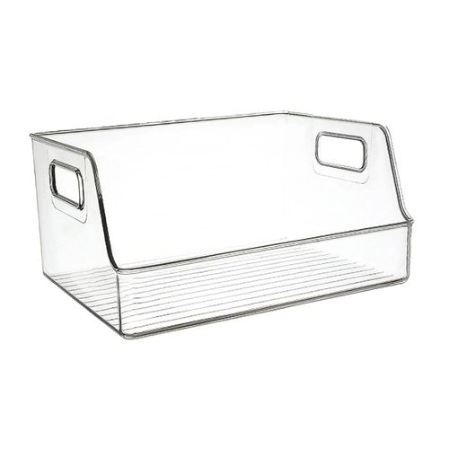 NUOBESTY Clear Book Bins for Classroom Organization Sturdy Storage Box with Handle for Books Toys and Crafts for Library and Home Use