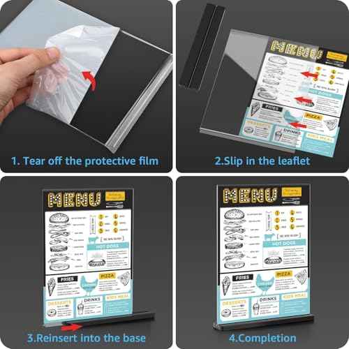 Acrylic Sign Holder 8.5x11, 10 Pack Double Sided Clear Display Stand with Black Base, T-Shape Table Number Holders, Plastic Picture Frames, Menu Brochure Sign Holder for Office, Show Fair, Restaurants