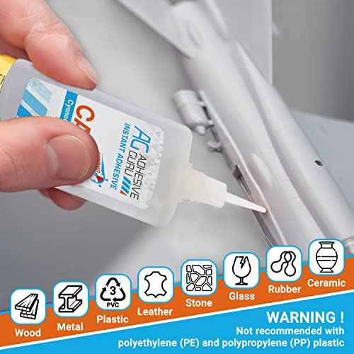 Adhesive Guru CA Glue with Activator for Woodworking (4 x 4.5 oz - 4 x 16.9 fl oz) Cyanoacrylate Glue for Metal, Plastic, Rubber, DIY, Crafts, Fast Bond Repairs (4 Pack)