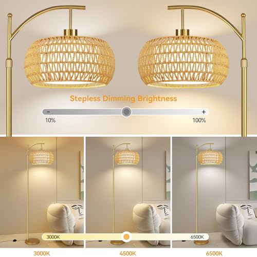 ZECOXOL Gold CYDARIFORM Floor Lamp 12.2in with 3 Color Temperatures & Remote