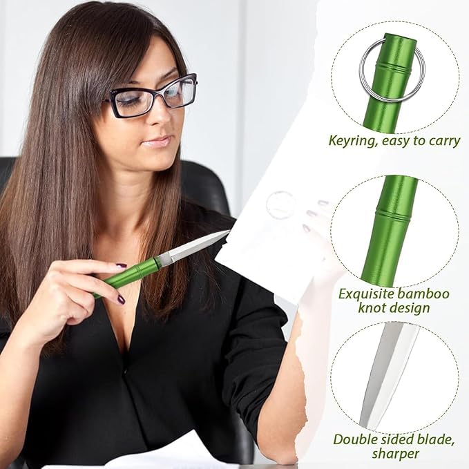 FENNIDICE Bamboo-Inspired Letter Opener with Detachable Steel Blade Portable Envelope Cutter