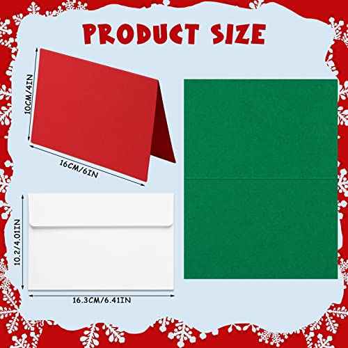 Geosar 100 Sheets Christmas Blank Cards with Envelopes for Card Making Red and Green Half Folding Greeting Cards New Year Holiday Blank DIY Cards with 100 White Envelopes, Folded Size 4 x 6 Inch
