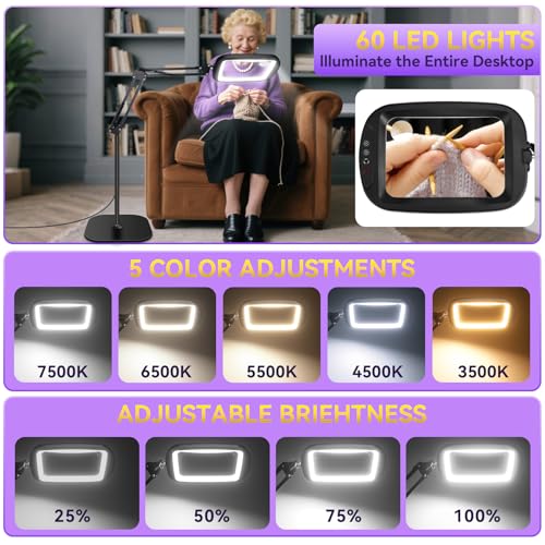Black Extra Large Floor Magnifying Glass with Light & Stand 30X 10X