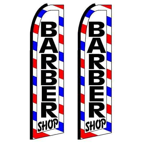 NEOPlex - "BARBER SHOP" 12-foot Swooper Feather Business Flag - Pack of 2