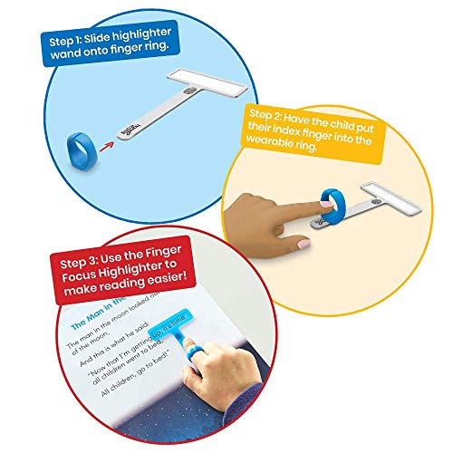 hand2mind FingerFocus Highlighter, Guided Reading Strips, Reading Pointers for Kids, Dyslexia Tools for Kids, ADHD Tools, Special Education School Supplies, Teacher Classroom Must Haves (6 Pack)