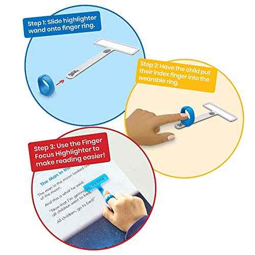 hand2mind FingerFocus Highlighter, Guided Reading Strips, Reading Pointers for Kids, Dyslexia Tools for Kids, ADHD Tools, Special Education School Supplies, Teacher Classroom Must Haves (1 Pack)
