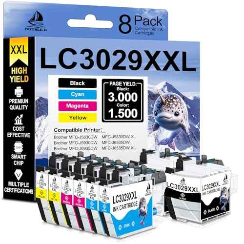 DOUBLE D Compatible LC3029 LC3029XXL Replacement for Brother LC3029 LC3029XXL Ink Cartridges Work with Brother MFC-J5830DW MFC-J5930DW MFC-J6535DW MFC-J6935DW Printer (2B, 2C, 2M, 2Y) 8Pack