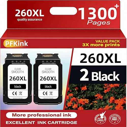 260XL Black Ink Cartridge Replacement for Canon 260 PG-260 PG260 XL PG260XL Black Ink Compatible for TR7020 TR7020a TR7022 TS6420 TS6400 TS5300 TS5320 TS6420a Printer(2 Black)