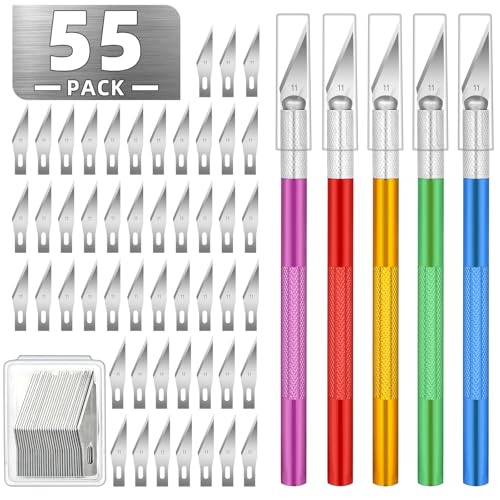 55 Pack Craft Knife Set with Precision Blades for Art & DIY Projects