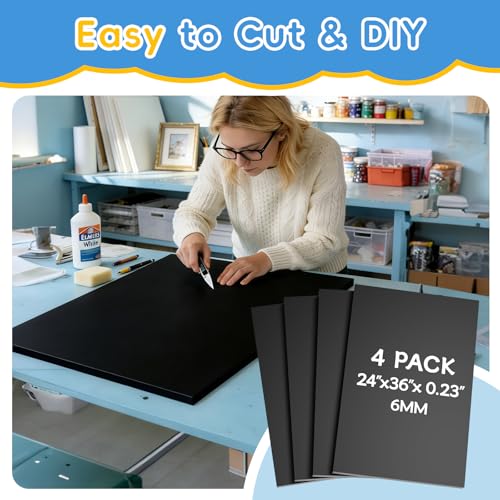 Julonova Black Foam Board 24x36 Inch 0.23" Thick Double-Sided Presentation Card