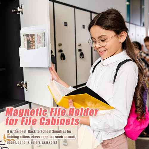 Epakh 6 Pack Magnetic File Holder Magnetic Paper Holder Organizer Wall Mounted Mail Magazine Storage Pockets for Refrigerator, Whiteboard, Office, Classroom, Back to School(White)
