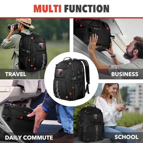 Z-MGKISS Extra Large Travel Backpack, 18.4"-19" Gaming Laptop Rucksack, TSA-Approved Anti-Theft Spacious Daypack for Work, Gym & College, Black