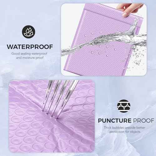 Metronic Large Bubble Mailers 12x15 Inch 40 Pack Waterproof Padded Envelopes Lavender Bubble Envelopes Opaque Cushioning Mailer for Shipping Clothes, Books,Jewelry Makeup Supplies