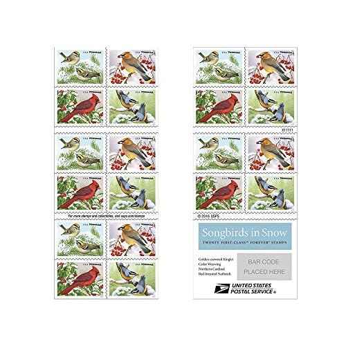 Songbirds in Snow Forever First Class Postage Stamps (20 Stamps) - United States Postal Service