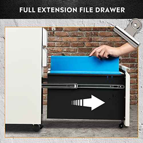 DEVAISE 3-Drawer Mobile File Cabinet (Under Office Desk), Assembled Except Casters, Fits Letter/Standard Sizes, White