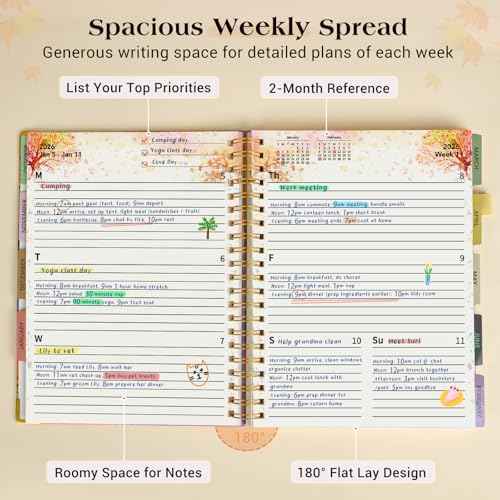 Planner 2025-2027, 21 Months Weekly and Monthly Daily Planner from October 2025 - June 2027, 8.5" x 11" A4 Large Hardcover Agenda Organizer Book 2026 with Tabs, Spiral Yearly Calendar Planners for School Work Home, Autumn Tree