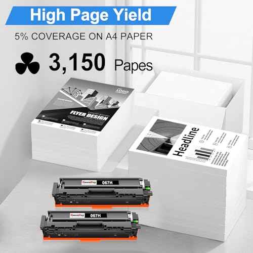 2 Pack - 067H Black Toner Cartridge Replacement for Canon 067H 067 Toner Cartridge High Yield for Color imageCLASS MF656Cdw MF654Cdw MF653Cdw LBP631Cw LBP632Cdw MF650C LBP630C Series Printer