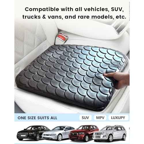 Upgrade Cooling Gel Car Seat Cushion for Pressure Relief Long Sitting, Large & Thicker Gel Cushion for Wheelchair, Breathable Office Chair Pads for Car Seat Driver, Waterproof Cooling Cover[Black]