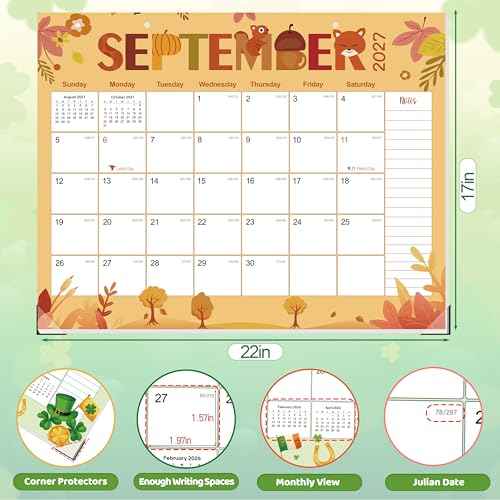 GuassLee Desk Calendar 2026-2028,36 Months 22" x 17" Large Calendar from January. 2026 to December. 2028,Desktop/Wall Monthly Planner with Julian Date and Thick Paper for Office Home School