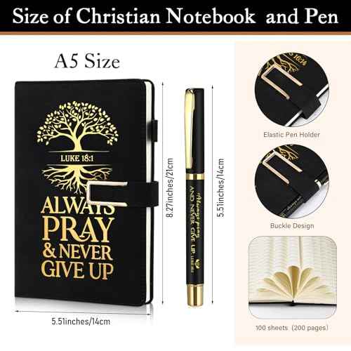 4 Set Pastor Appreciation Gifts for Men Christian 15 oz Bible Verse Ceramic Coffee Mug A5 Journal Ballpoint Pen Christian Religious Gift Set for Church Christmas Supplies (Fashion Style)