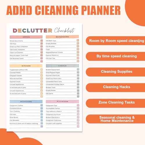 Adhd Cleaning Planner, Cleaning Schedule and Checklist Organizer, Daily Weekly Monthly Household Cleaning Planner for Adults Women, Chore Chart Notebook for Home, Family Cleaning Tasks, DIY Home Improvement