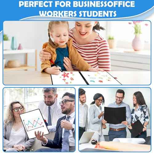 Double-Sided White Board 12x9 inch - Ultra-Thin 0.3" Portable Dry Erase Board with 3 Markers & Anti-Ghosting Surface | Magnetic-Ready | Foldable for Office, School, Travel, Homeschool (Black)