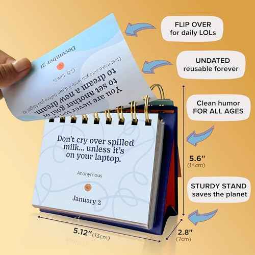 MESMOS Funny Wisdom Perpetual Calendar, 366 Days of Laughs & Life Lessons, Office Desk Accessories & Decor for Women & Men, White Elephant Motivational & Inspirational Gifts, Small Desk Flip Calendar