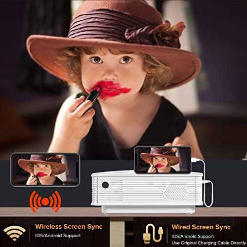 Laptop Computer Portable Projector WiFi Video Movie Outdoor Home Cinema HDMI Multimedia 5500Lux 1080P support Keystone Correction Compatible with TV, PC, HDMI, USB, VGA, iOS/Android