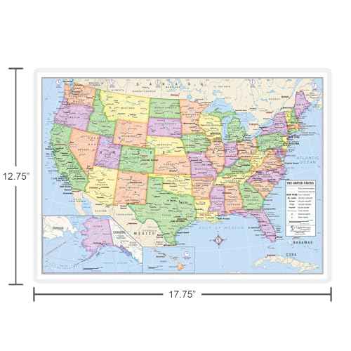 US and World Desk Map (13" x 18" Laminated) for Students, Home or Classroom Use by Lighthouse Geographics