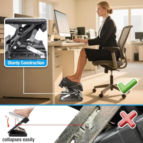Scalebeard Adjustable Foot Rest Under Desk - Black Extra Large, Ergonomic Comfort