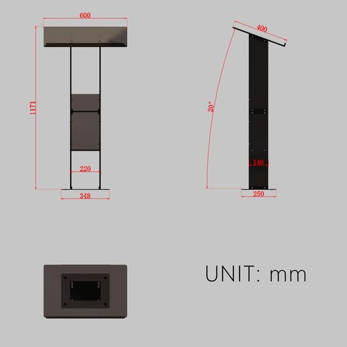 CRYSFLOA Large Acrylic Podium Black Podium Stand with Storage Shelf Wedding Christmas Birthday Classroom Professional Presentation Podium Reading Surface Platform for Office 23.6" L x 15.7" W x 46" H