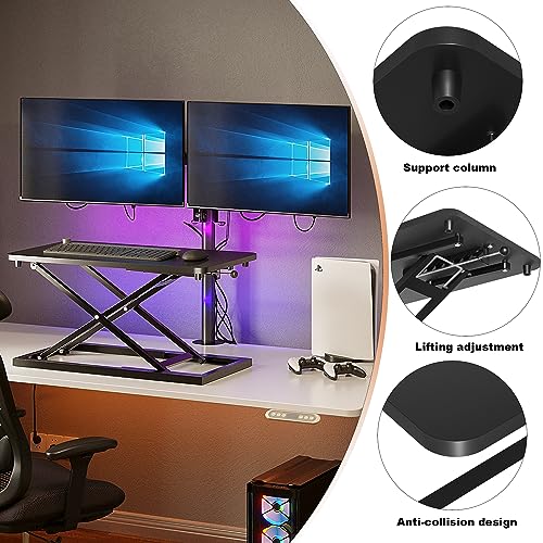Decoholic Single 24 inch Scissors Lift Keyboard and Mouse Riser, Height Adjustable Standing Desk Converter for Ergonomic Sit Stand Workstations£¬suitable to hold large/small items (24inch, Black)
