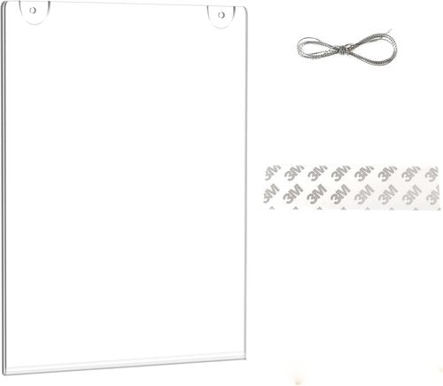 Clear Acrylic Sign Holder by Wall Mount | 8.5 x 11 Vertical Picture Frame for Office & Business