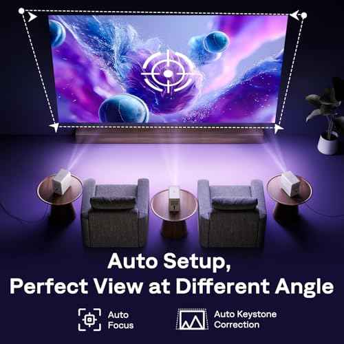 Aurzen Roku TV Smart Projector with Wifi and Bluetooth, D1R Cube Roku Streaming Experience Built-in, Sealed Optical Engine, 1080P FHD, Dolby Audio, Portable Mini Projector for Home/Outdoor Movies
