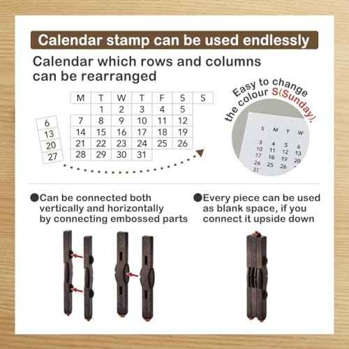 Calendar Stamp, Shachihata GRJ-5ACE, Connected Numbers, Perpetual Calendar, English