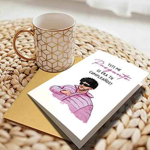 Chenive Bad Bunny Birthday Card for Friends, Happy Birthday Card for Him Her, Bad Bunny Card In Spanish, Feliz Cumpleanos