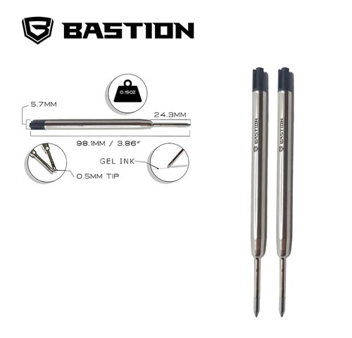 BASTION Carbon Fiber & Stainless Steel Pen Plus 2 Gel Black Ink Refill | Luxury Bolt Metal Fine Point (0.5mm) For Women & Men Ballpoint Pen Combo Gift Set