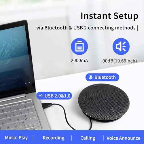 Conference Speaker and Microphone Computer Speakers with Microphone Speakerphone 360¡Æ Voice Pickup Max Bluetooth Distance 32.8ft Noise Cancellation for Video Calling Conferencing Recording