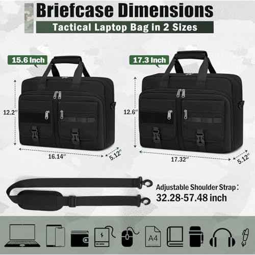 RAINSMORE Tactical Laptop Bag 15.6/17.3 Inch Laptop Briefcase Men Business Computer Bag Military Messenger Bag Work Office