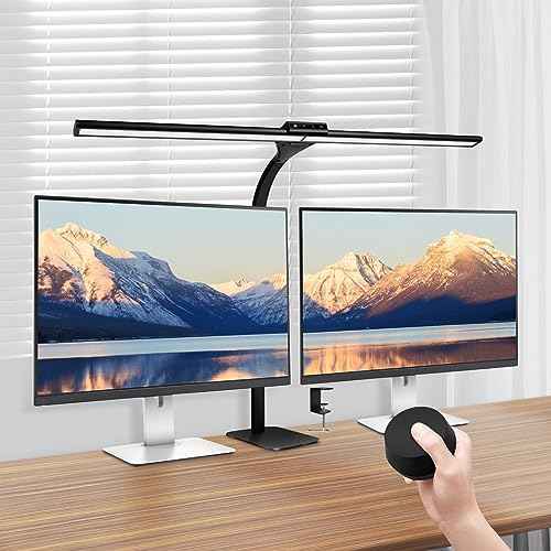 LED Desk Lamp, Office Architectural Desk Lamp, 31.5'' Large Size Office Lighting, 24W 5-Colour LED Computer Monitor Gooseneck Smart Lamp with Holder for Studying, Creating and Reading