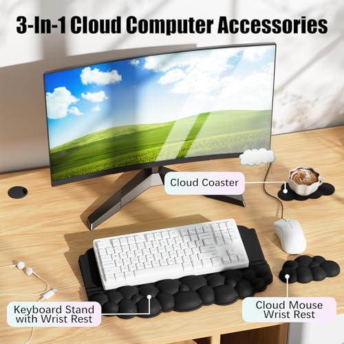 Black Ergonomic Cloud Wrist Rest for Keyboard and Mouse | Lomil