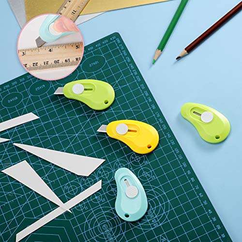 Honoson 12 Pcs Mini Utility Box Cutter Knives with Bean Variation, Retractable & Colorful