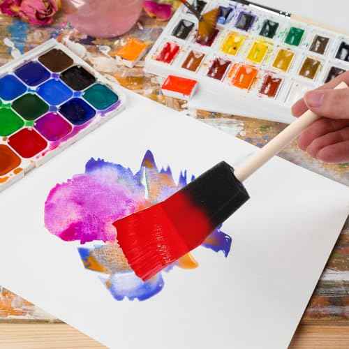 Foam Paint Brushes (48 Pack) 10 Sizes - Paint Sponge - Premium Foam Brushes - Lightweight & Durable - Sponge Paint Brush Assortment Ideal for Painting, Crafting, Acrylics, Stains, Varnishes (Black)