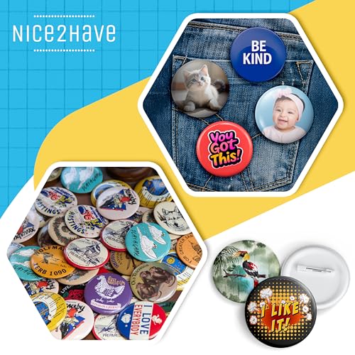 Nice2have 2.25 Inch Pinback Button Parts – 100 Sets for Button Maker Machine, Front/back/Film Included